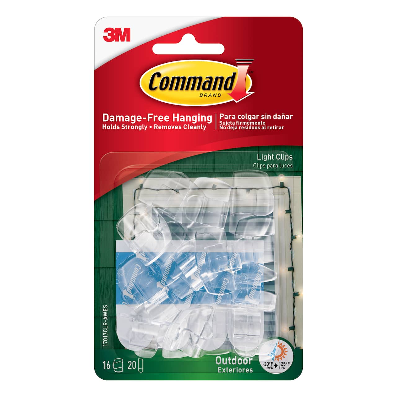 3M Command&#x2122; Outdoor Light Clips, Clear